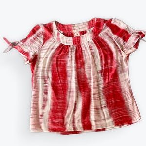 Dosty Red & White Striped Tie Sleeve Top Size 6